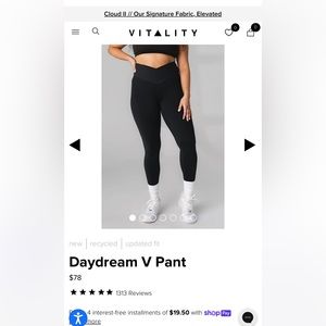 Like new, black, Vitality leggings. Criss cross waist. Size small.